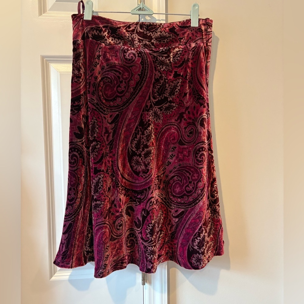Banana Republic Paisley Pink Velvet Skirt Y2K - Picture 4 of 12